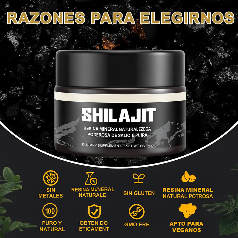 🔥⭐Resina orgánica pura del Himalaya SHILAJIT 100g Suplemento natural con 85+ minerales y ácido fúlvico para energía, inmunidad y enfoque⭐