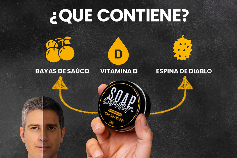 Jabón comprimido para cubrir el cabello